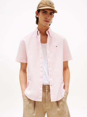 Regular Fit Short-Sleeve Oxford Shirt, Pink Lily