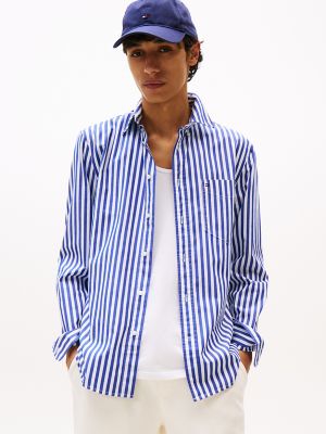 Regular Fit Bold Stripe Poplin Shirt, Wedge Blue Stripe