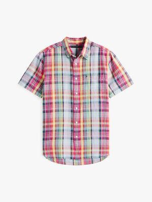 Мужские рубашки Tommy Hilfiger Regular Fit Linen-Blend Madras Shirt — фото 5