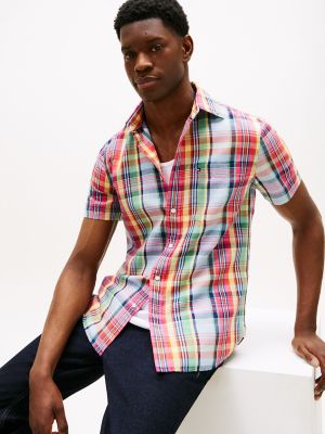 Мужские рубашки Tommy Hilfiger Regular Fit Linen-Blend Madras Shirt — фото 3