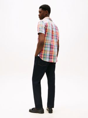 Мужские рубашки Tommy Hilfiger Regular Fit Linen-Blend Madras Shirt — фото 4