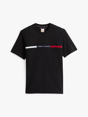 Embroidered Textured Flag Logo T-Shirt, Black