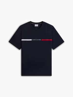 Embroidered Textured Flag Logo T-Shirt, Navy Blue