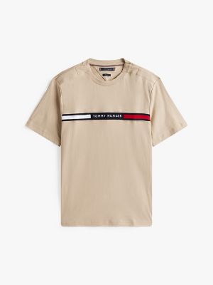 Embroidered Textured Flag Logo T-Shirt, Sandalwood
