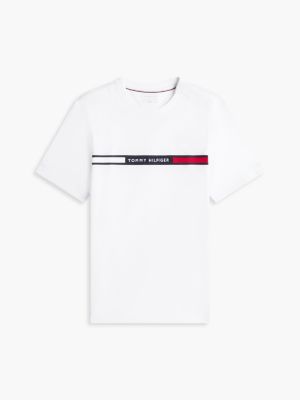 Embroidered Textured Flag Logo T-Shirt, White