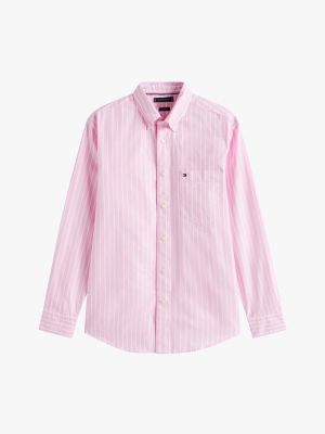 Regular Fit Stripe Oxford Shirt, Rose Petal/White