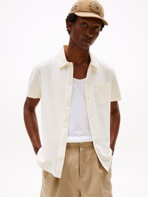 Regular Fit Button-Up Knit Polo, Ivory Petal