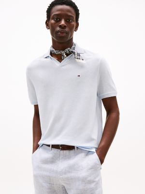 Regular Fit Two-Tone Open-Collar Polo, Breezy Blue/White