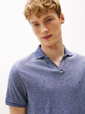 Regular Fit Two-Tone Open-Collar Polo, Preppy Navy/White