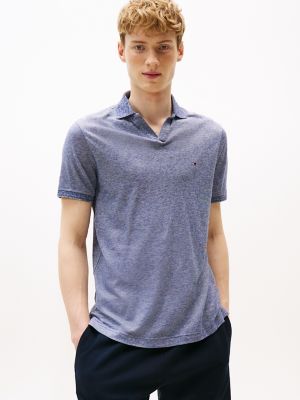 Regular Fit Two-Tone Open-Collar Polo, Preppy Navy/White