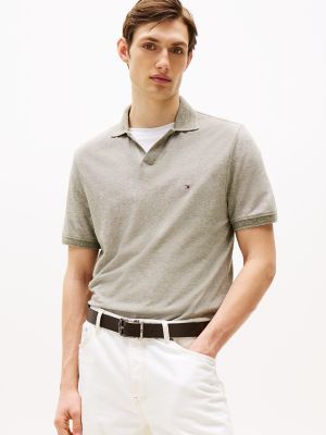 Regular Fit Two-Tone Open-Collar Polo, Battle Green/White