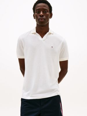 Regular Fit Two-Tone Open-Collar Polo, Ivory Petal