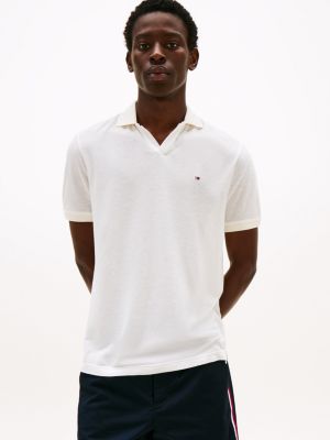 Regular Fit Two-Tone Open-Collar Polo, Ivory Petal