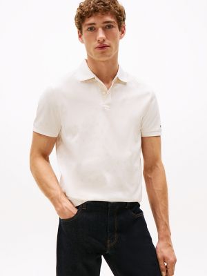 Regular Fit Allover Flag Interlock Polo, Ivory Petal