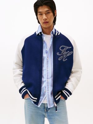 Knit Varsity Bomber, Carbon Navy/Ecru
