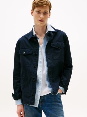 Water-Repellent Utility Shirt Jacket, Navy
