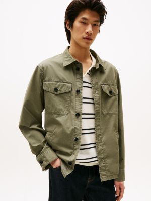 Water-Repellent Utility Shirt Jacket, Battle Green