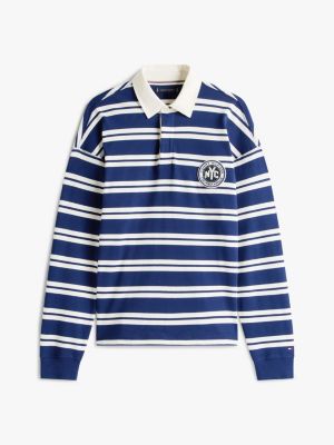 【  JEANS】RELAXED FIT BUTTON RUGBY SWEATSHIRT Relaxed Fit Striped Rugby Sweatshirt | Tommy Hilfiger