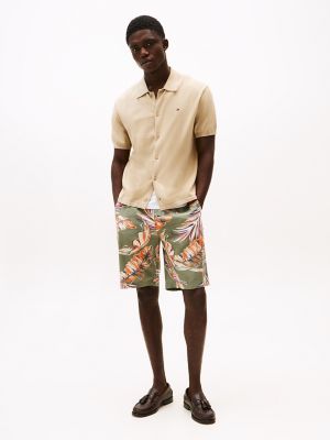 Relaxed Fit 7" Banana Leaf Print Short, Battle Green