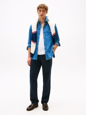 Flat-Front Stretch Chino, Navy