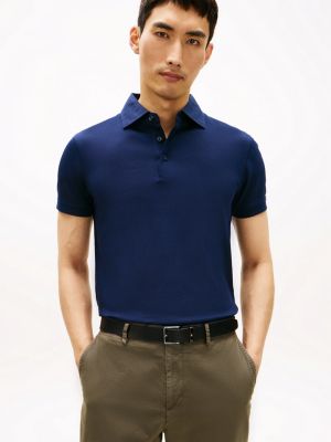 New York Label Slim Fit Mercerized Polo, Navy