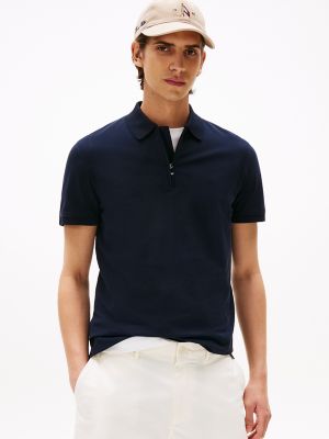 Polo Performance à glissière, coupe régulière, bleu marine