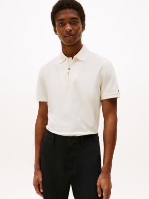 Regular Fit Performance Zip Polo, Ivory Petal