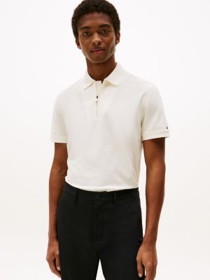 Regular Fit Performance Zip Polo, Ivory Petal