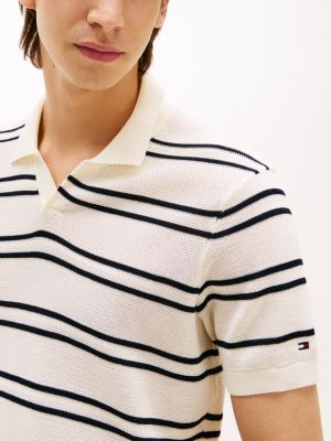 Open-Neck Stripe Knit Sweater Polo | Tommy Hilfiger