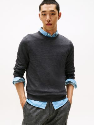 Wool Crewneck Sweater, Dark Grey Heather