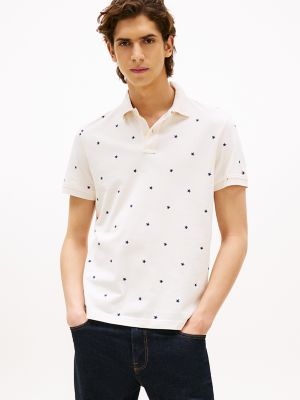 Regular Fit Allover Star Pique Polo, Ivory Petal