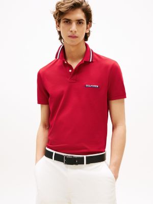 Regular Fit Hilfiger Tipped Pique Polo, Medium Red