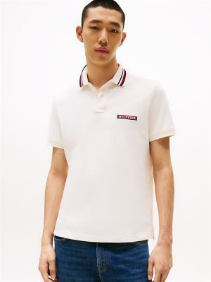 Regular Fit Hilfiger Tipped Pique Polo, Ivory Petal
