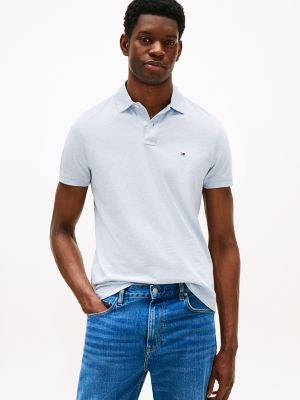 Regular Fit Heathered Performance Polo, Heathered Blue