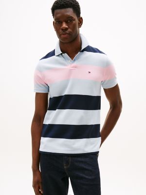 Regular Fit Block Stripe Polo, Breezy Blue/Navy