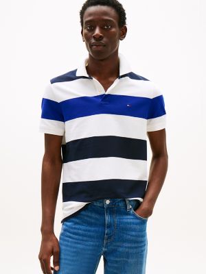 Regular Fit Block Stripe Polo, Navy/White