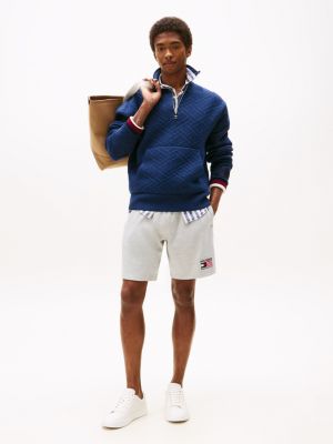Embroidered Monotype Logo Sweatshort, Light Grey Heather