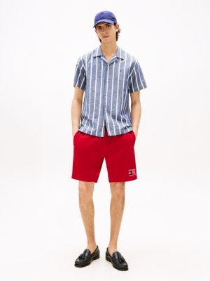 Embroidered Monotype Logo Sweatshort, Medium Red