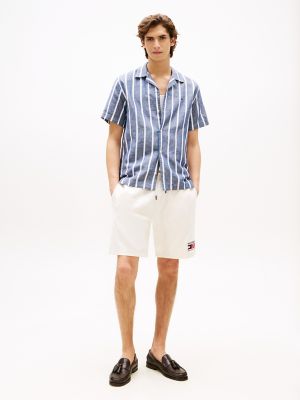 Embroidered Monotype Logo Sweatshort, Ivory Petal