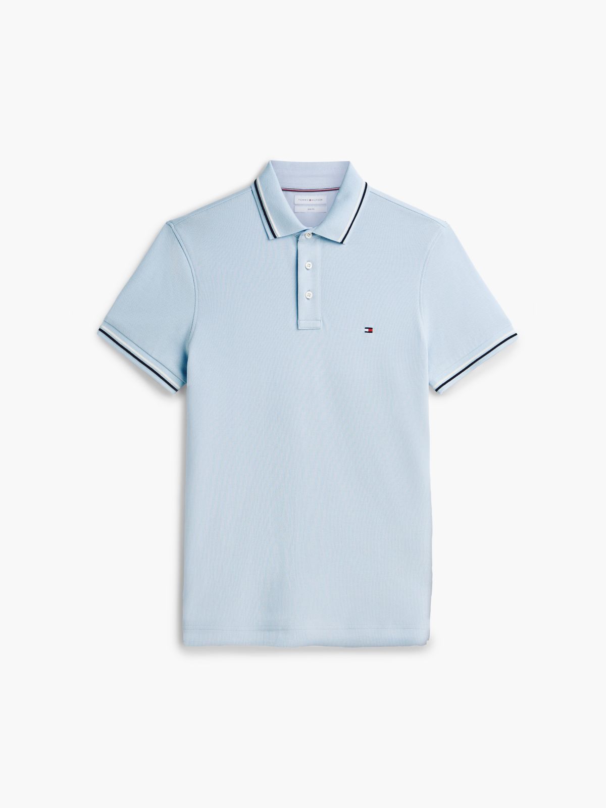 Slim Fit Tipped Polo — Breezy Blue