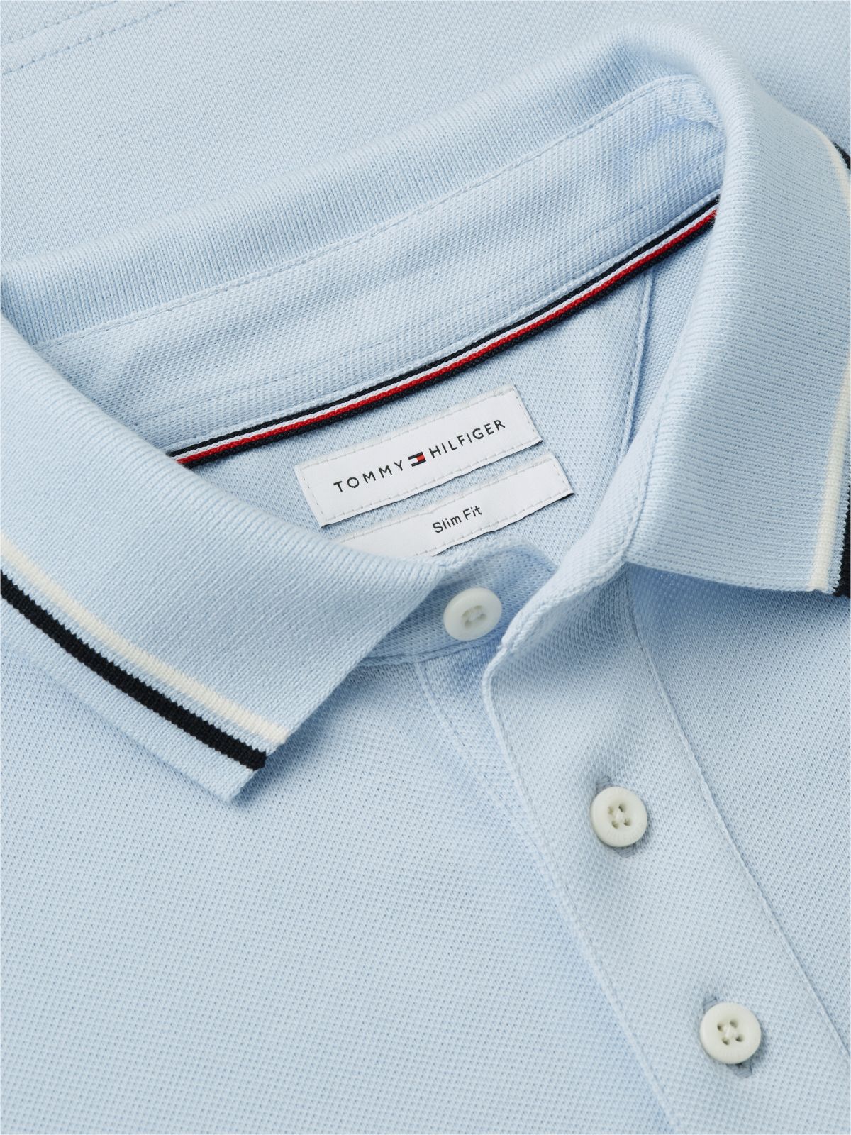 Slim Fit Tipped Polo — Breezy Blue