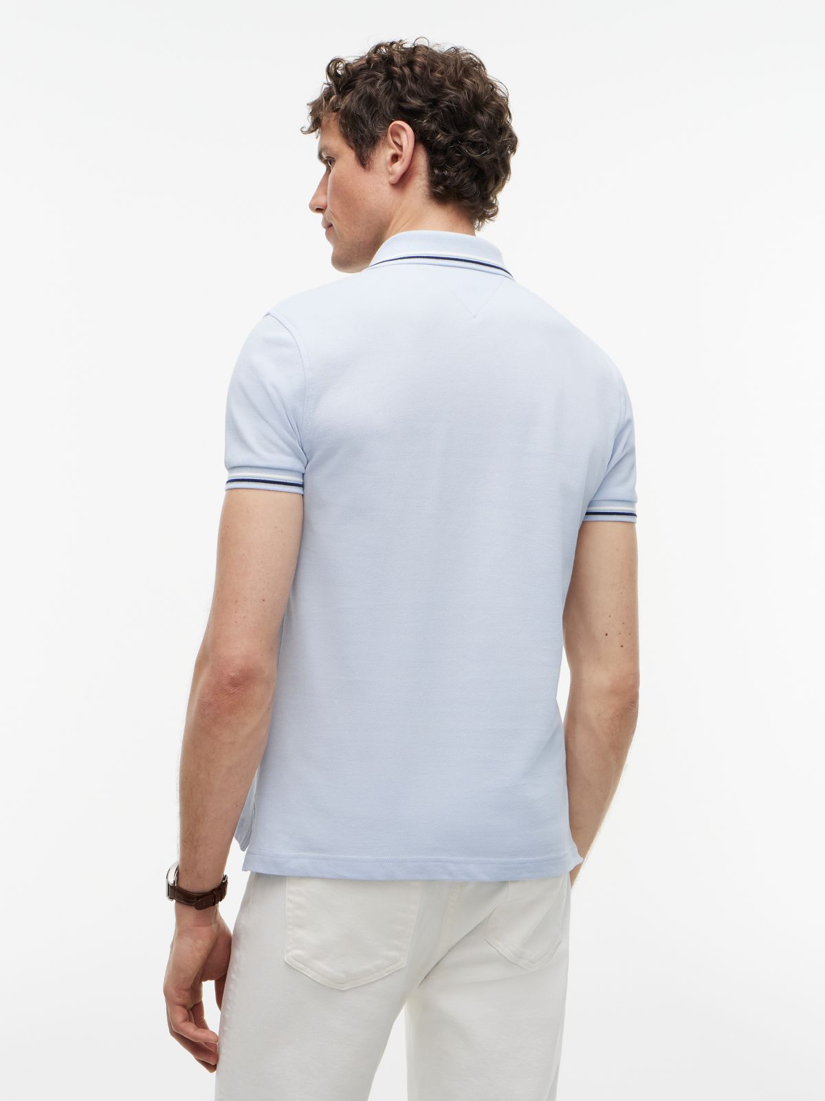Slim Fit Tipped Polo — Breezy Blue