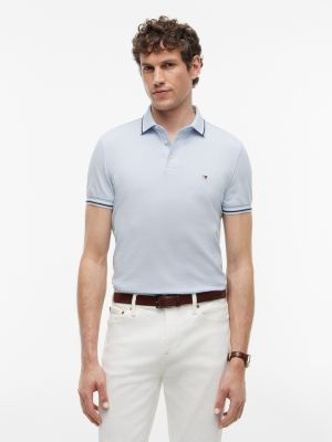 Slim Fit Tipped Polo, Breezy Blue