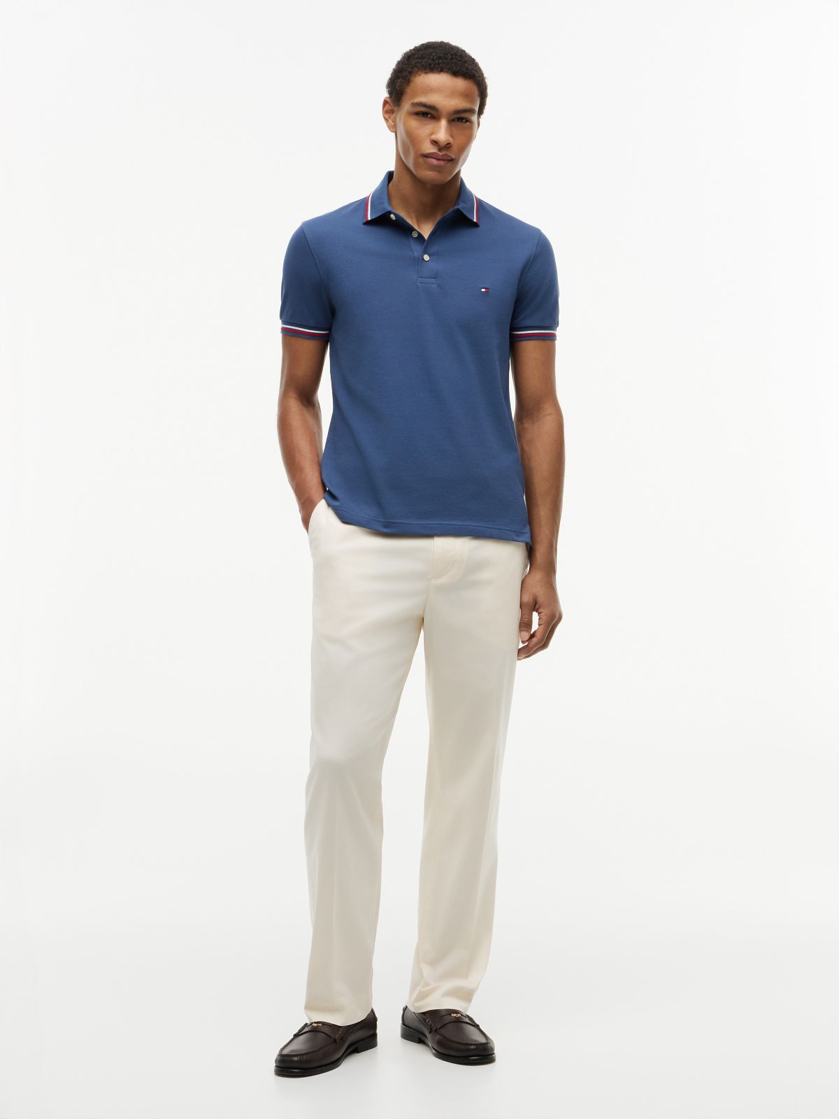 Slim Fit Tipped Polo — Aegean Sea