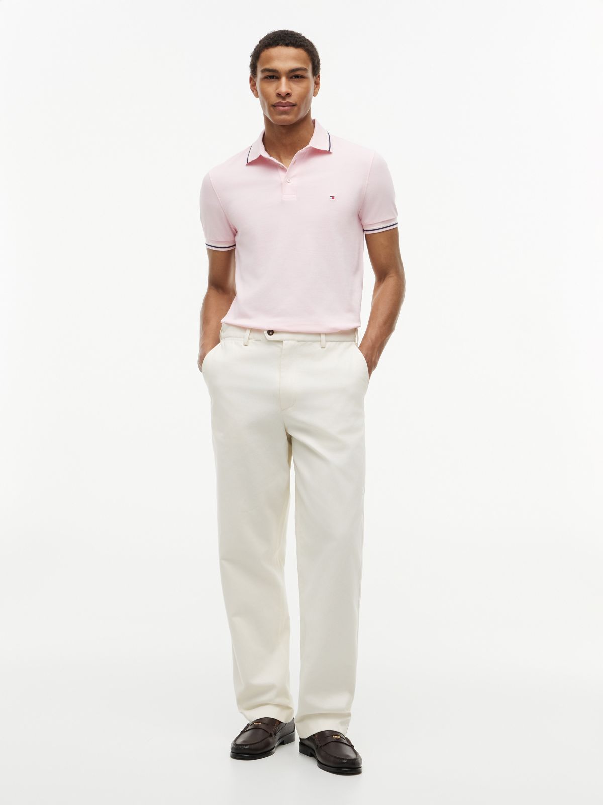 Slim Fit Tipped Polo — Pink Lily