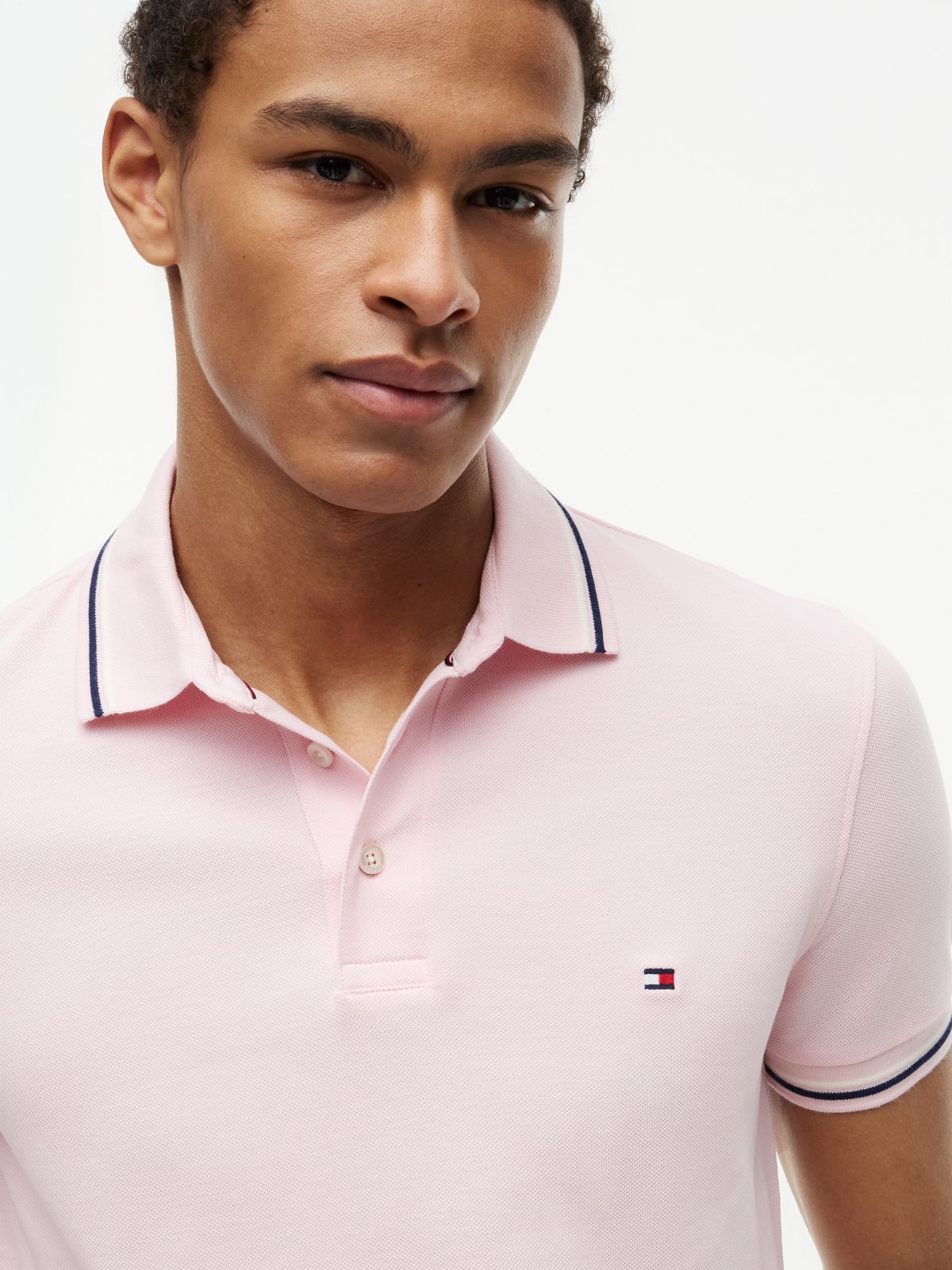 Slim Fit Tipped Polo — Pink Lily