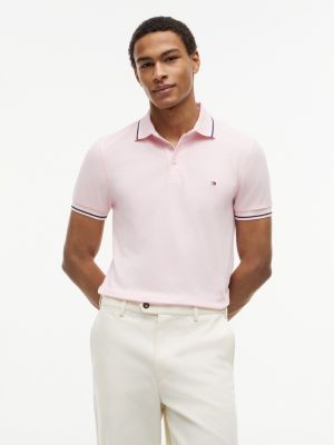 Slim Fit Tipped Polo, Pink Lily