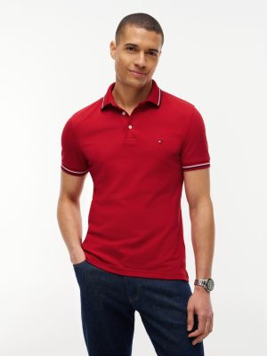 Slim Fit Tipped Polo, Medium Red