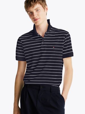 Regular Fit Cotton Polo, Blue Stripe