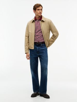 Мужское поло Tommy Hilfiger Regular Fit Striped Smooth Cotton Polo, цвет: Бордовый / Слоновая кость — фото 2